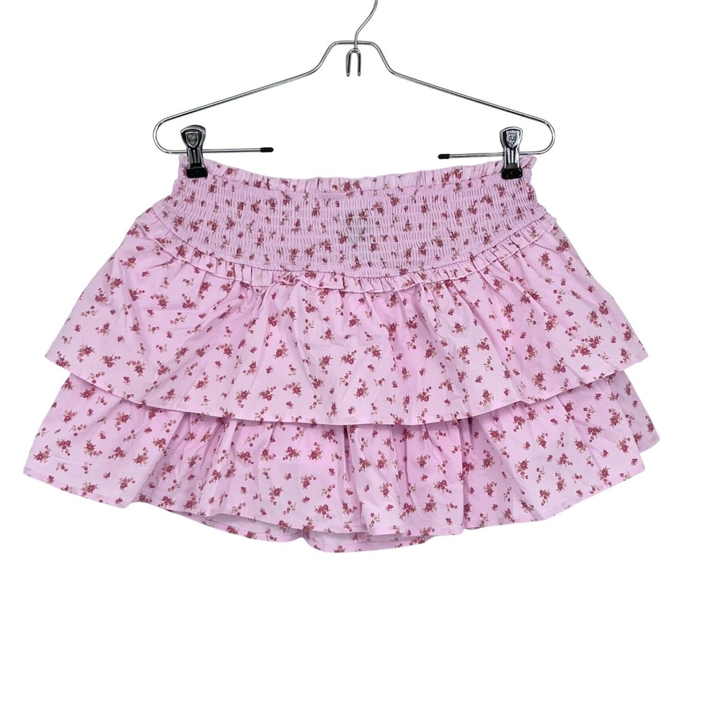 Wild Fable Ruffle Skirt Girls Medium‎ Light Pink Floral Smocked Tiered Mini NEW
